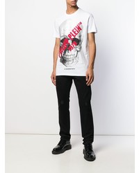 T-shirt à col rond imprimé blanc Philipp Plein