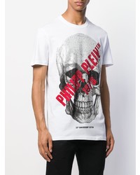 T-shirt à col rond imprimé blanc Philipp Plein