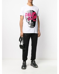 T-shirt à col rond imprimé blanc Philipp Plein