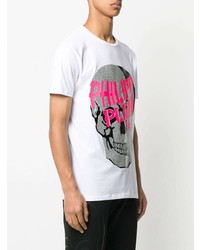 T-shirt à col rond imprimé blanc Philipp Plein