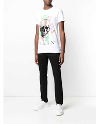 T-shirt à col rond imprimé blanc Philipp Plein