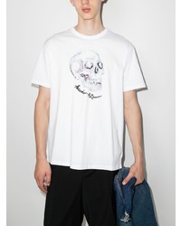 T-shirt à col rond imprimé blanc Alexander McQueen