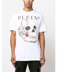 T-shirt à col rond imprimé blanc Philipp Plein