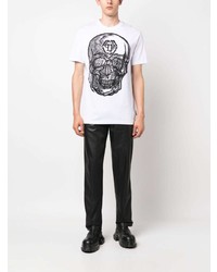 T-shirt à col rond imprimé blanc Philipp Plein