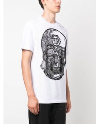 T-shirt à col rond imprimé blanc Philipp Plein