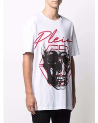 T-shirt à col rond imprimé blanc Philipp Plein