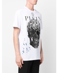 T-shirt à col rond imprimé blanc Philipp Plein