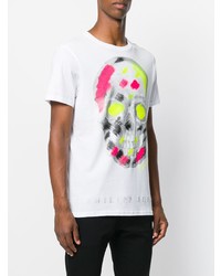 T-shirt à col rond imprimé blanc Philipp Plein