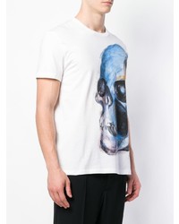 T-shirt à col rond imprimé blanc Alexander McQueen