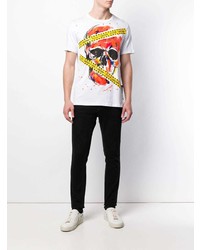 T-shirt à col rond imprimé blanc Philipp Plein