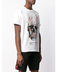 T-shirt à col rond imprimé blanc Philipp Plein