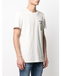 T-shirt à col rond imprimé blanc Diesel