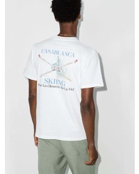 T-shirt à col rond imprimé blanc Casablanca