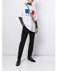 T-shirt à col rond imprimé blanc Vetements