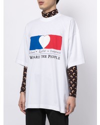 T-shirt à col rond imprimé blanc Vetements