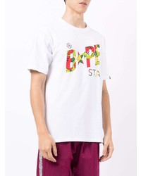 T-shirt à col rond imprimé blanc A Bathing Ape