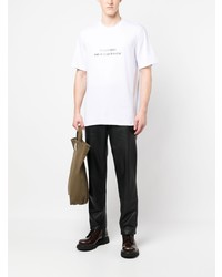 T-shirt à col rond imprimé blanc MSGM