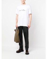 T-shirt à col rond imprimé blanc MSGM