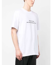 T-shirt à col rond imprimé blanc MSGM