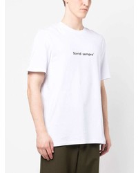 T-shirt à col rond imprimé blanc MSGM