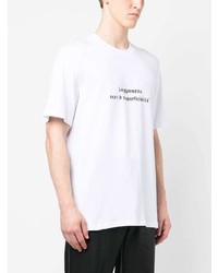 T-shirt à col rond imprimé blanc MSGM