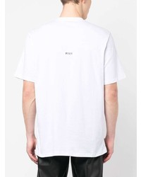 T-shirt à col rond imprimé blanc MSGM