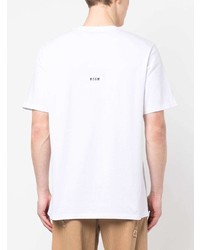 T-shirt à col rond imprimé blanc MSGM