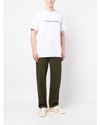 T-shirt à col rond imprimé blanc MSGM