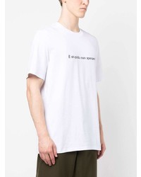 T-shirt à col rond imprimé blanc MSGM