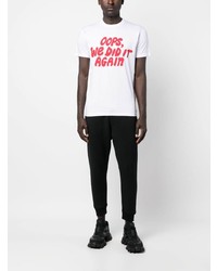 T-shirt à col rond imprimé blanc DSQUARED2