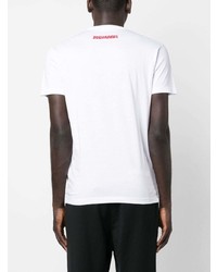 T-shirt à col rond imprimé blanc DSQUARED2