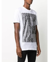 T-shirt à col rond imprimé blanc DSQUARED2