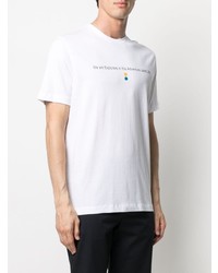 T-shirt à col rond imprimé blanc Canali