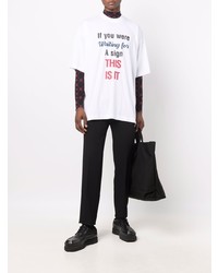 T-shirt à col rond imprimé blanc Vetements