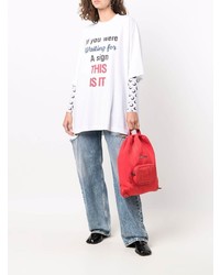 T-shirt à col rond imprimé blanc Vetements