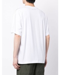 T-shirt à col rond imprimé blanc Qasimi