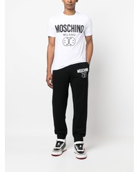 T-shirt à col rond imprimé blanc Moschino