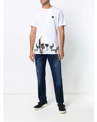 T-shirt à col rond imprimé blanc Philipp Plein