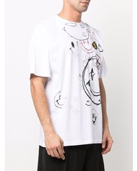 T-shirt à col rond imprimé blanc Raf Simons