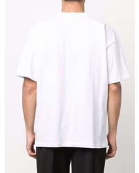 T-shirt à col rond imprimé blanc Raf Simons