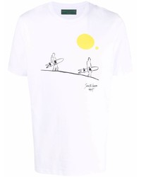 T-shirt à col rond imprimé blanc Societe Anonyme