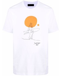 T-shirt à col rond imprimé blanc Societe Anonyme