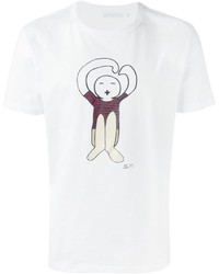 T-shirt à col rond imprimé blanc Societe Anonyme