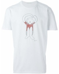 T-shirt à col rond imprimé blanc Societe Anonyme