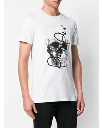 T-shirt à col rond imprimé blanc Philipp Plein