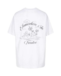 T-shirt à col rond imprimé blanc Stampd