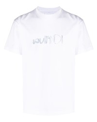 T-shirt à col rond imprimé blanc Soulland