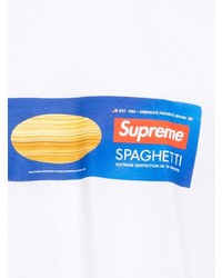 T-shirt à col rond imprimé blanc Supreme