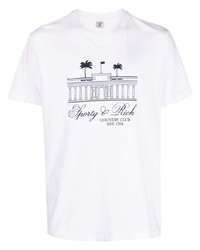 T-shirt à col rond imprimé blanc Sporty & Rich