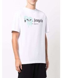 T-shirt à col rond imprimé blanc Palm Angels